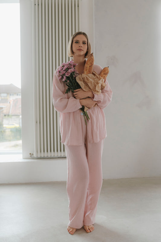 Damen Pyjamahose — sustainable double gauze pants